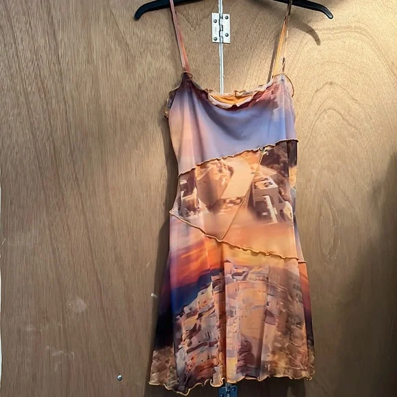 knee length dresses for ladies Urban Outfitters Cherub Print Ruched Mesh Mini Dress Size Medium  Ernest  Grace